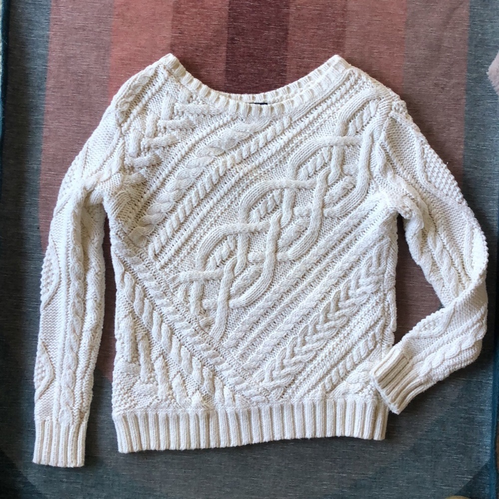 Polo Ralph Lauren White Cable Knit Pop Over Sweater - Picture 8 of 12